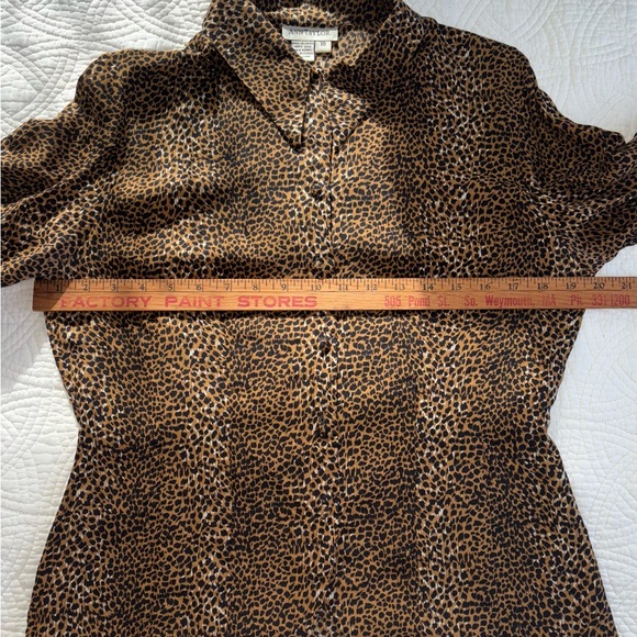 Vintage Silk Animal Print Shirt Ann Taylor Size 8 - Picture 5 of 8